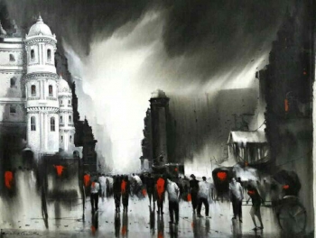 Acrylic on Canvas painting titled Magical Monsoons