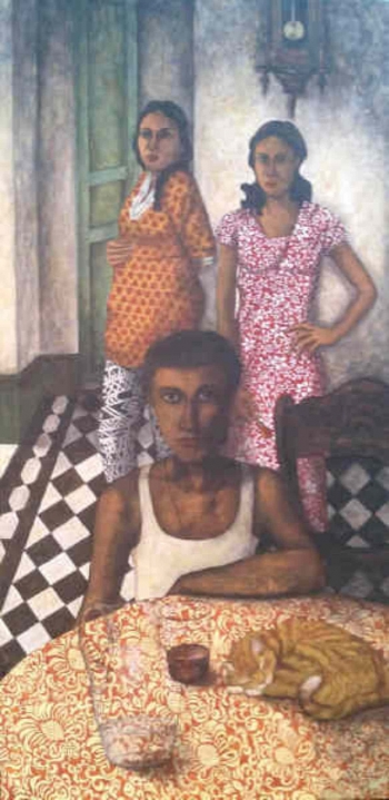 Tempera on canvas painting titled The dilemma of love