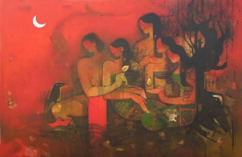 oil on canvas painting titled Love in the New Moon