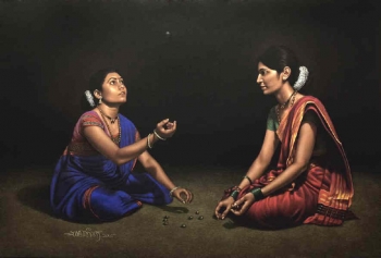 Mixed Media on Paper painting titled The Throw of Dice