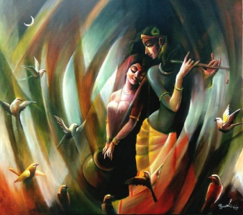 Oil & Acrylic on Canvas painting titled The Sweet Bliss of Love