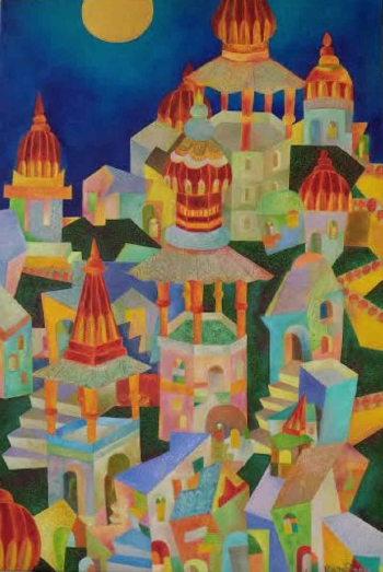 Oil on Canvas painting titled The golden moon