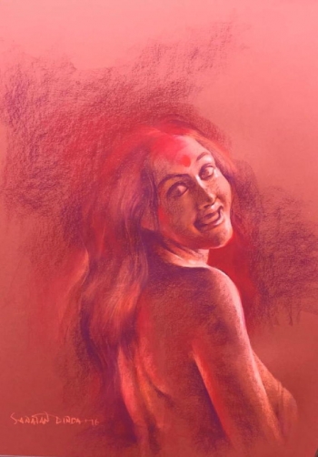 Soft Pastel on Paper painting titled Her Smouldering Beauty IV