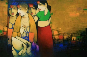 Acrylic on Canvas painting titled A Memorable Innocence - II