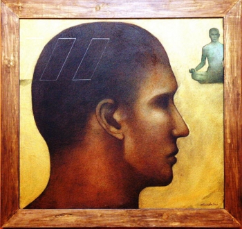 arcylic on canvas painting titled A face