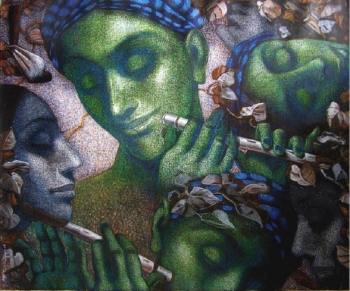 Mixed media on canvas painting titled His Melody in Springtime I