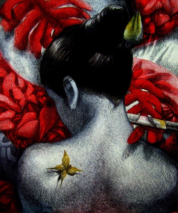 Mixed media on canvas painting titled The melody of spring