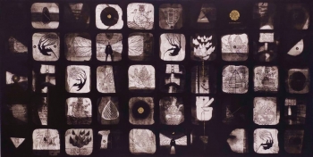 Charcoal & Acrylic on canvas painting titled Mystic Musings