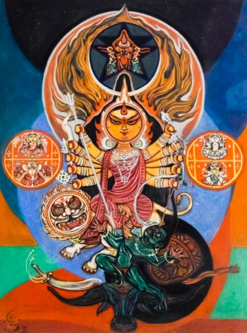 Watercolour on Board painting titled Victory over Evil